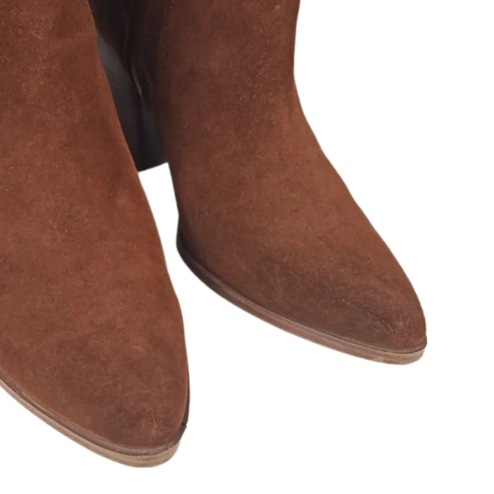 Waterproof Suede Leather Red Brown Ankle Booties Boots